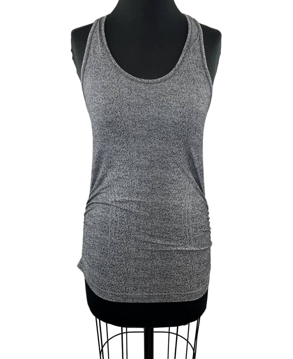 ATHLETA Norwegian Grey Speedlight Heather Tank Top Racerback Ruched 486290 S